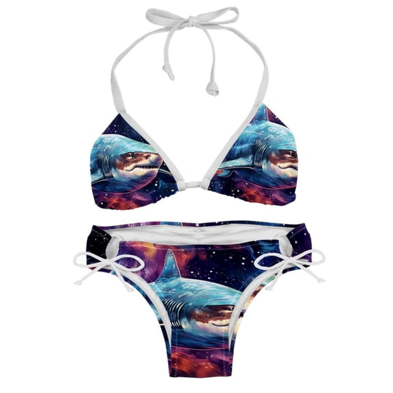 Starry Shark Chic Bikini Set with Detachable Sponge & Adjustable Strap | 2-Pack for Versatile Swim Suit Looks