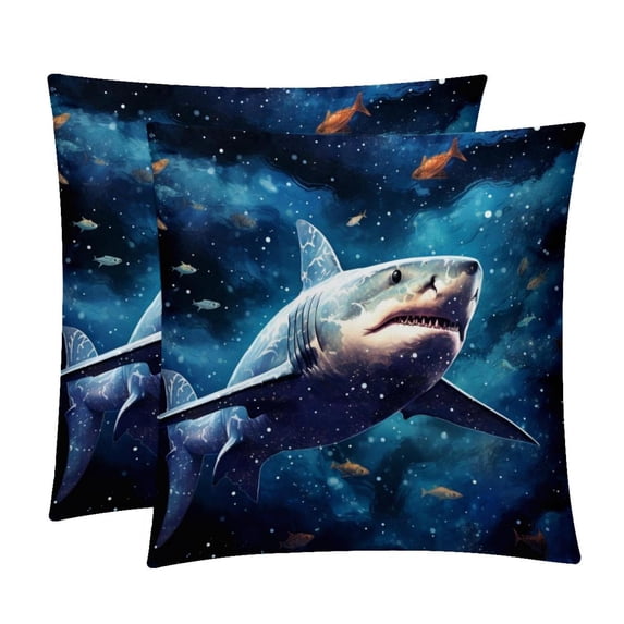 Starry Shark Covers- Set of 2 Throw Pillows in Various Sizes (16x16, 18x18, 20x20 inches) with Stylish Patterns for Home Decor and Comfort - Pillow Inserts Included