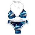 thumbnail image 1 of Starry Shark Detachable Sponge Adjustable Strap Bikini Set Swimsuit Two-Pack Swimming Suits - Beach Vacation Swimwear, 1 of 6