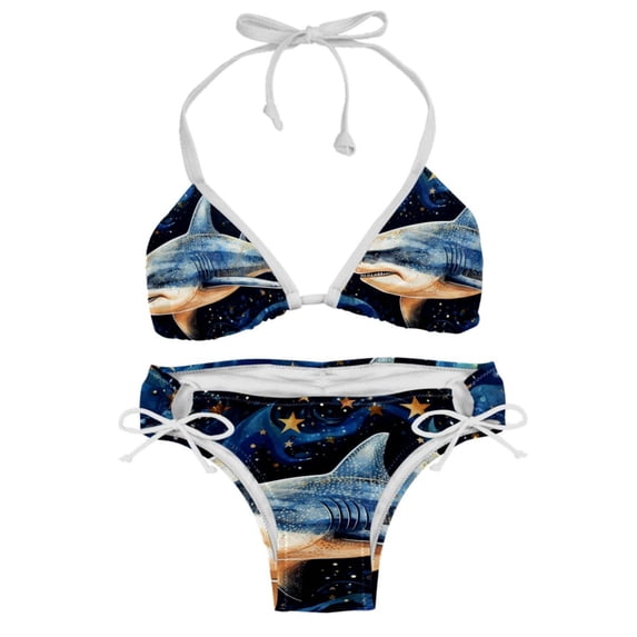 Starry Shark Detachable Sponge Adjustable Strap Bikini Set Two-Pack - Ideal for Beach, Pool, Vacation