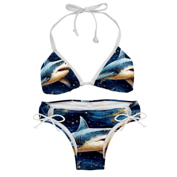 Starry Shark Detachable Sponge Adjustable Strap Bikini Set - Two-Pack - Ideal for Beach and Pool Parties
