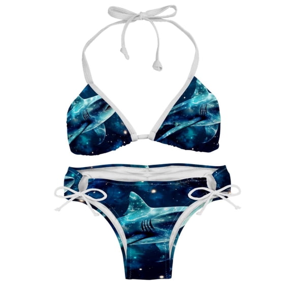 Starry Shark Detachable Sponge Adjustable Strap Bikini Set Two-Pack Swim Suits - Ideal for Beach and Pool Scenes