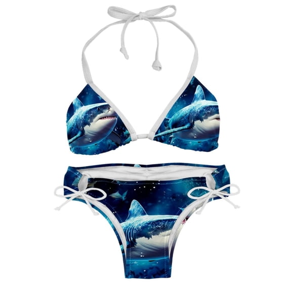 Starry Shark Detachable Sponge Adjustable Strap Bikini Set - Two-Pack Swim Wear One-Piece Swimsuits