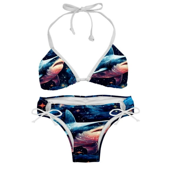 Starry Shark Detachable Sponge Adjustable Strap Bikini Set - Two-Pack - Versatile Swimwear for All Occasions!