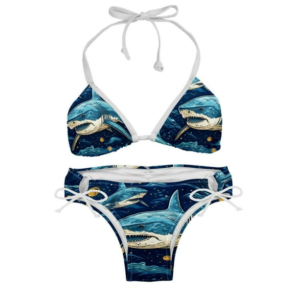 Starry Shark Detachable Sponge Adjustable Strap Bikini Set - Two-Pack for Versatile Swim Suit Looks