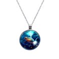 thumbnail image 1 of Starry Shark Elegant Glass Circular Pendant Necklace - Stylish Necklaces for Women, 1 of 5