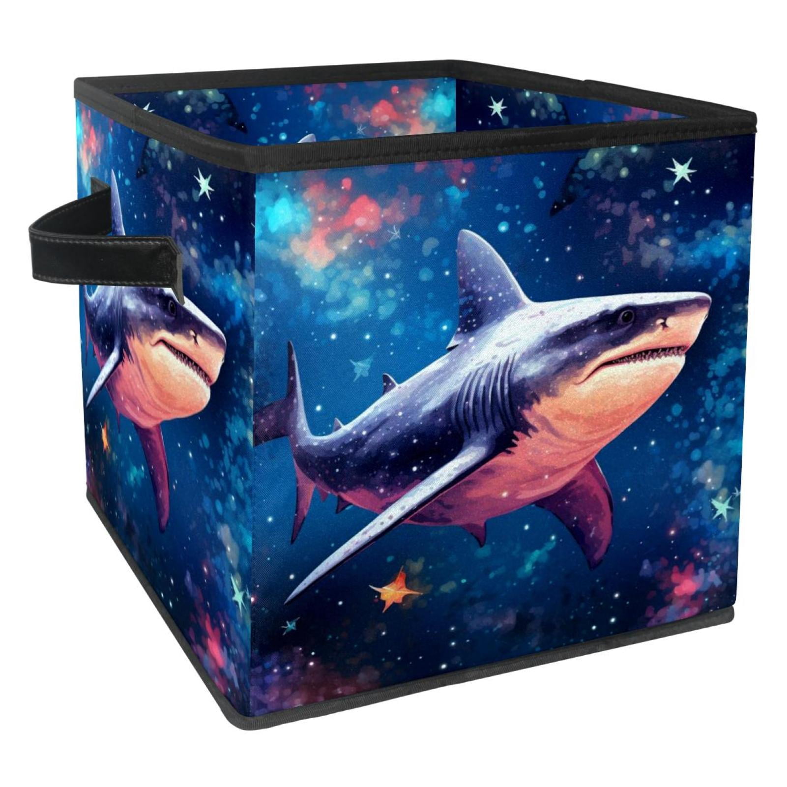 Starry Shark Foldable Toy Box Cube Organizer with Handle, 10.8