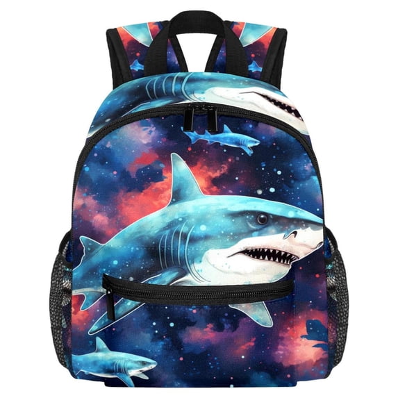 Starry Shark Large Capacity Backpack with Adjustable Shoulder Strap, Printed Design, Lightweight , Shoulder Backpack Book Bag, Small Backpack Purses for Teens
