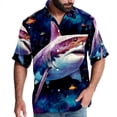 thumbnail image 1 of Starry Shark Men's Casual Poplin Printed Button Down Short Sleeve Summer Beach Shirts - Unisex, 1 of 6
