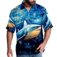 thumbnail image 1 of Starry Shark Men's Casual Printed Button Down Short Sleeve Beach Shirts, 1 of 6