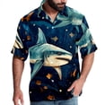 thumbnail image 1 of Starry Shark Men's Hawaiian Button Down Short Sleeve Casual Printed Summer Beach Unisex Shirt, 1 of 6