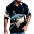 thumbnail image 1 of Starry Shark Men's Short Sleeve Beach Shirts Button Down Poplin Casual Printed Summer Unisex, 1 of 6
