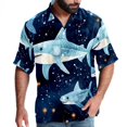 thumbnail image 1 of Starry Shark Men's Short Sleeve Beach Shirts, Casual Printed Button Down Summer Shirts for Men and Women, 1 of 6
