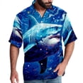 thumbnail image 1 of Starry Shark Men's Short Sleeve Casual Printed Button Down Beach Shirt - Summer Hawaiian Top, 1 of 6