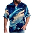 thumbnail image 1 of Starry Shark Men's Short Sleeve Casual Printed Button Down Beach Shirt Summer Unisex Top, 1 of 6