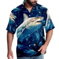 thumbnail image 1 of Starry Shark Men's Short Sleeve Casual Printed Button Down Beach Shirts - Summer Fashion Tops, 1 of 6