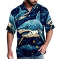 thumbnail image 1 of Starry Shark Men's Short Sleeve Hawaiian Beach Shirts, Casual Printed Button Down Spread Collar Tops, Summer Unisex Style, 1 of 6