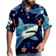 thumbnail image 1 of Starry Shark Men's Short Sleeve Hawaiian Poplin Shirt, Casual Printed Button Down Summer Beach Shirts - Unisex, 1 of 6