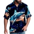 thumbnail image 1 of Starry Shark Men's Short Sleeve Hawaiian Shirt, Casual Printed Button Down Beach Tops, Summer Poplin Spread Collar Unisex Button Down Shirts, 1 of 6