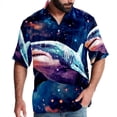 thumbnail image 1 of Starry Shark Men's Short Sleeve Poplin Shirt, Casual Button Down Shirts, Printed Summer Beach Shirt, Unisex Casual Button Down Top, 1 of 6