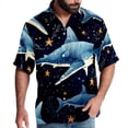 thumbnail image 1 of Starry Shark Men's Short Sleeve Spread Collar Tops, Casual Button Down Shirts, Printed Summer Beach Shirts, Unisex, 1 of 6