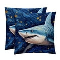 thumbnail image 1 of Starry Shark Pillow Covers Set of 2 with Unique Patterns - Available in 16x16, 18x18, and 20x20 Inches for Various Occasions - Pillow Inserts Included, 1 of 6