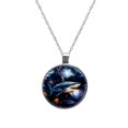 thumbnail image 1 of Starry Shark Stunning Circular Glass Pendant Necklace for Women - Elegant Womens Necklaces, Necklace, 1 of 5
