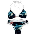 thumbnail image 1 of Starry Shark Stylish Bikini Set with Detachable Sponge & Adjustable Strap, 2-Pack One-Piece Swimsuits for All Scenes, 1 of 6