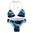 thumbnail image 1 of Starry Shark Swimming Suit Bikini Set Bikinis, Detachable Sponge, Adjustable Strap, Two-Pack, Beach Pool Party Vacation Wear, 1 of 6