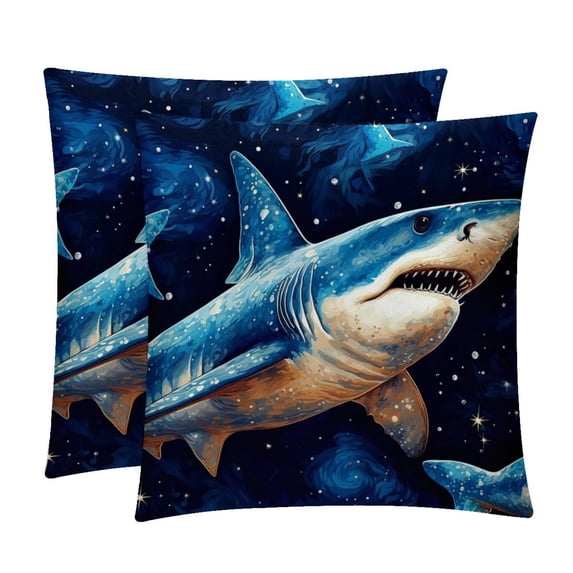 Starry Shark Velvet Bed Pillow Set with Unique Patterns in Sizes 16x16, 18x18, and 20x20 Inches - Includes 2 Chair Pillow Covers,Bed Pillow for Any Occasion