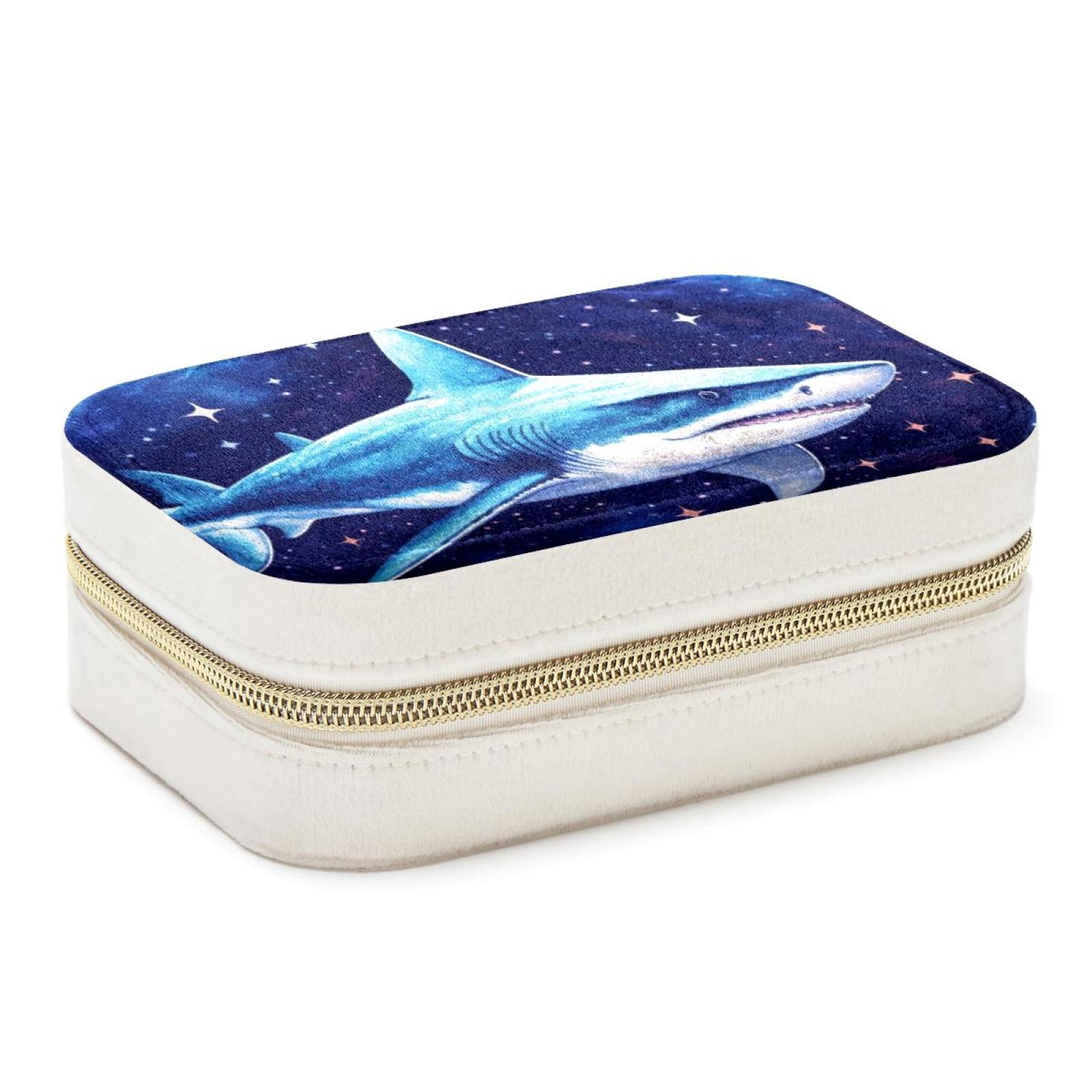 Starry Shark Velvet Portable Decorative Box with Removable Compartment ...