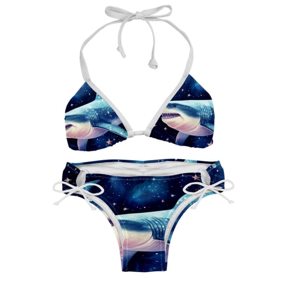 Starry Shark Women's Bikini Set with Detachable Sponge, Adjustable Strap, Two-Pack, Swim Suit, One-Piece Swimsuits, Ideal for Beach and Pool Parties