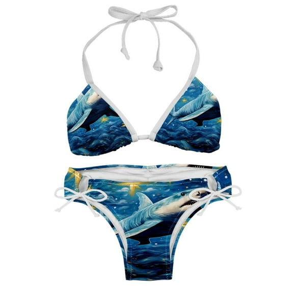 Starry Shark Women's Bikini Set with Detachable Sponge and Adjustable Strap, Two-Pack, Ideal for Swimming and Beachwear