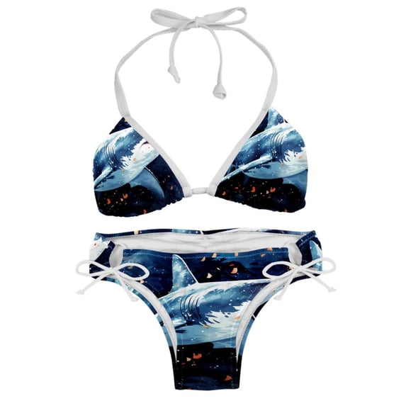 Starry Shark Women's Detachable Sponge Adjustable Strap Bikini Set Swim Suit Two-Pack