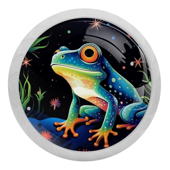 Starry Shine Frog Crystal Glass Drawer Knob Pull Ergonomic 30mm Circle Glowing Furniture Cabinet Handle for Kitchen Dresser Cupboard Wardrobe