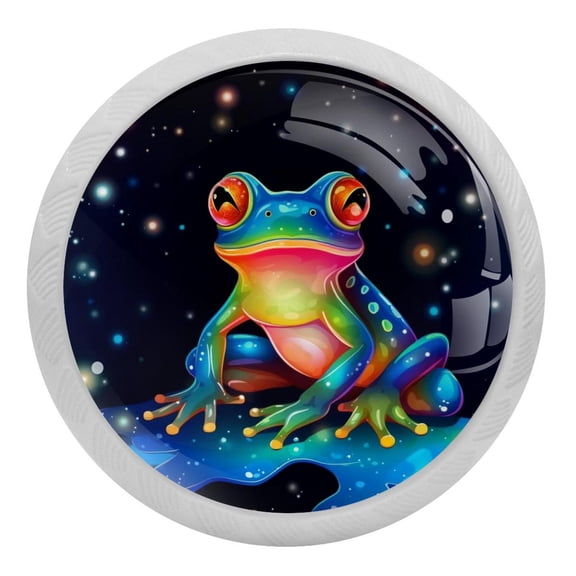 Starry Shine Frog Glow in The Dark Crystal Glass Cabinet Knobs 4 Pcs Drawer Handles for Kitchen Cabinets Dresser Cupboard Wardrobe