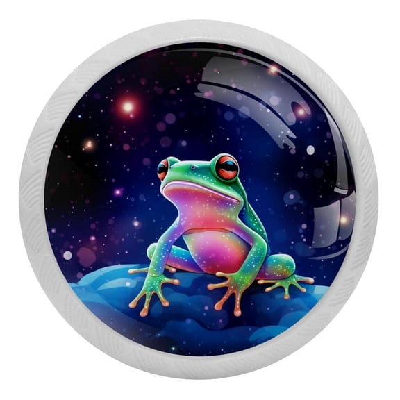 Starry Shine Frog Glow in The Dark Crystal Glass Cabinet Knobs 4 Pcs Drawer Handles for Kitchen Cabinets Dresser Cupboard Wardrobe