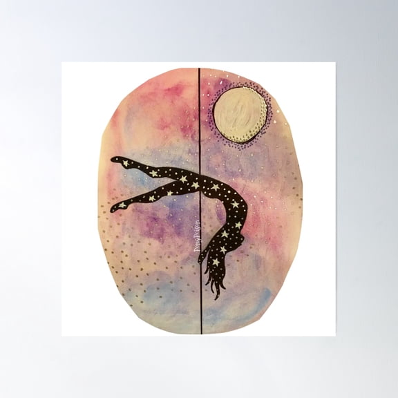 Starry Silhouette Pole Dancer Poster Wall Art, Modern Wall Decor, 24x24 UNFRAMED