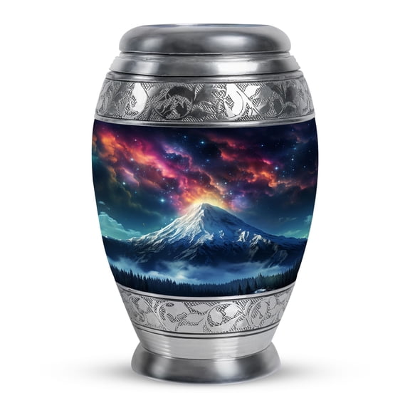 Starry Skies over Mountain Peak - Petite Decorative Urn for Adult Male Memorial - Elegant Ashes Keepsake - Cremation Urn - Urns For Human Ashes Adult - 3 Inch, 1 Pc