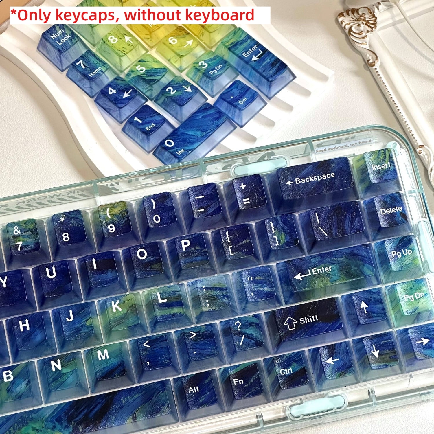 Starry Sky 119 Keys Cherry Profile Keycaps, Frosted Translucent PBT Keycap Set for Mechanical Keyboard