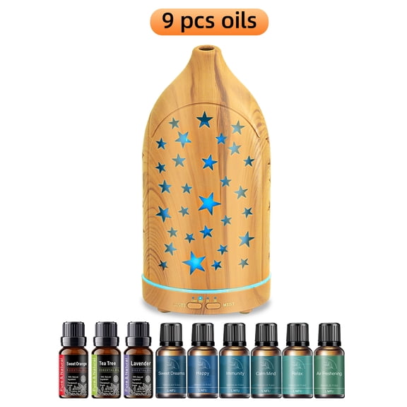 Starry Sky 200ML Air Humidifier With 9pcs Oils Colorful Gradient Night Light USB Delicate Water Mist Aroma Essential Oil Diffuser For Car Home