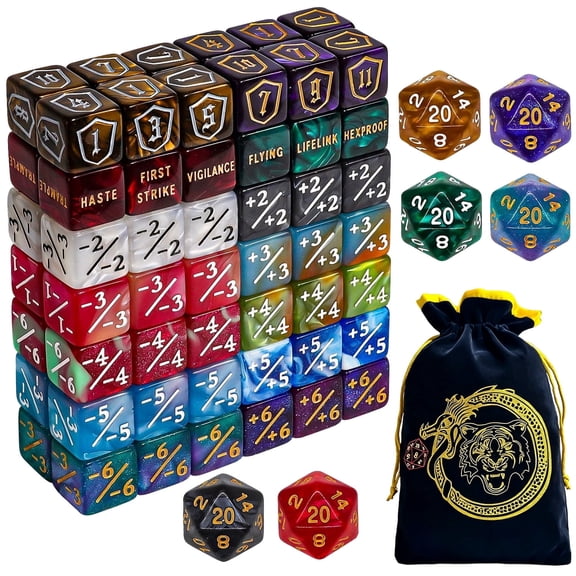 90Pcs Stardust Shimmer MTG Counter Dice, D6 Markers for D&D COC MTG TCG Tabletop Card Game Dice, Ages 14+