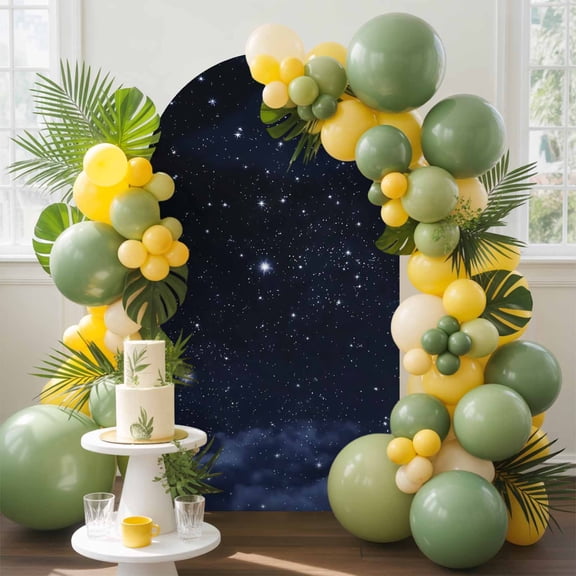 Starry Sky Arch Backdrop Cover, 5FT, Dreamlike Night Universe Gradient Spandex Arch Covers Double-Sided Backdrop for Wedding Birthday Party Photo Background Decoration