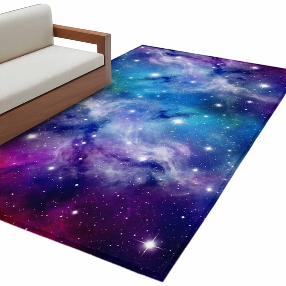 Starry Sky Area Rug 3x5 Washable Rug Non Slip Galaxy Outer Space Universe Star Night Large Area Rug Indoor Floor Carpet for Entryway Bedroom Kitchen Living Room Home Office Dining Room Nursery