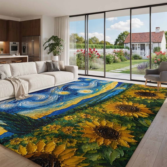 Starryskye Starry Sky Area Rug 6'x9', Non-Slip Washable Rectangle Large Area Rug ...