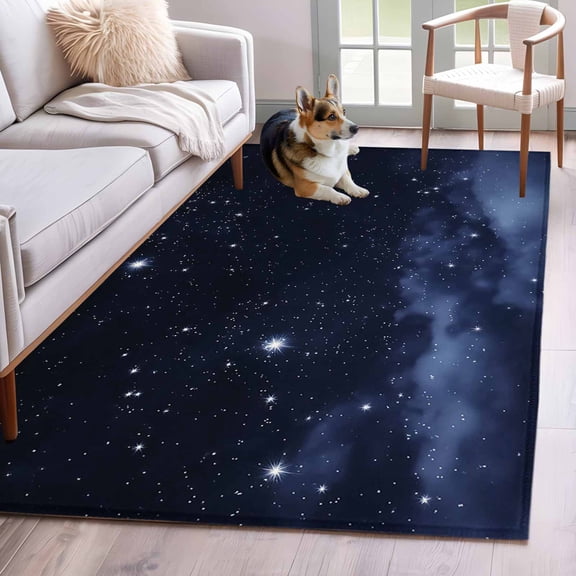 Starry Sky Area Rugs 3x5 ft Dreamlike Night Universe Gradient Washable Rug Non Slip Indoor Carpet Absorbent Floor Mat for Living Room Bedroom Dining Room