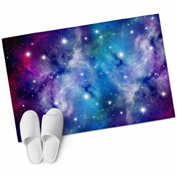 Starry Sky Bathroom Rug Washable 2x3 Entryway Rug Non Slip Galaxy Outer Space Universe Star Night Front Door Mat Low Pile Indoor Doormat Throw Floor Carpet for Kitchen Bedroom Entrance