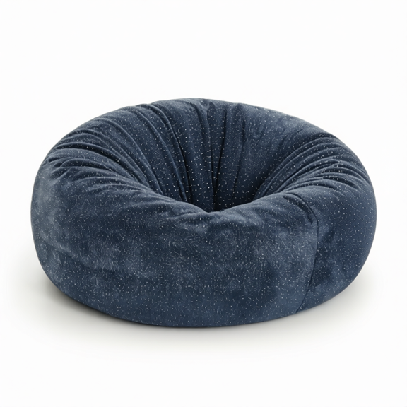 Starry Sky Bean Bag Chair, Plush Fabric with Lurex Shiny Silver Thread Faux Fur, Memory Foam Filling, Round Sofa for Living Room and Bedroom