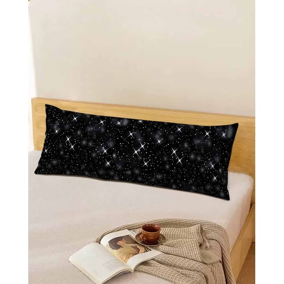 Starry Sky Body Pillow Covers, Modern Black Abstract Dots Stars Aesthetic Soft Throw Pillow Cases with Invisible Zipper, Decorative Pillowcase Pillows Protectors for Sofa Bed Couchair 20"x54"
