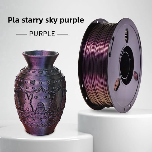 Starry Sky Chameleon PLA 3D Printer Filament Glitter Galaxy Iridescent Shifting PLA Printing Consumables Sparkle Starry Flash Color Material Low Warp Smooth Print for FDM 3D Printers
